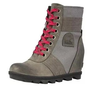 SOREL Women's Lexie Wedge Casual Boots Lt Pas/Gray Size: 10.5